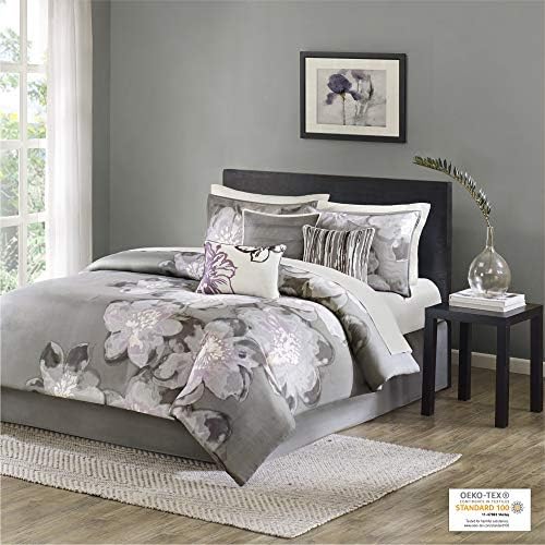 Madison Park Serena Comforter Set - Floral Grey Queen