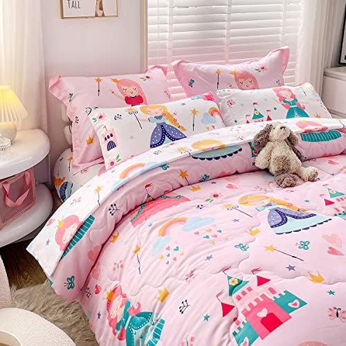 Wajade Kids Pink Princess Comforter Set Bed in a Bag