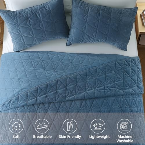 KASENTEX Velvet Queen Quilt Set with 2 Pillow Shams