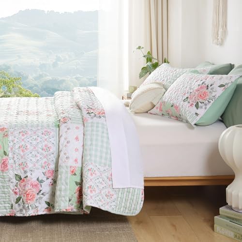 YIKUSH Queen Size Floral Quilt Set 3 Pieces 1