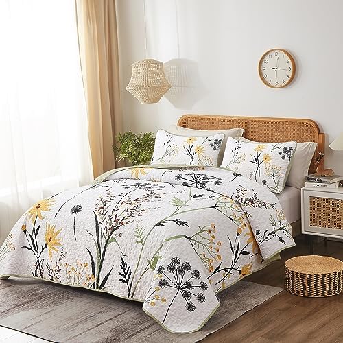 Dobuyly Botanical Floral Quilt Set King Size