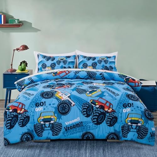 Holawakaka Boys Racing Truck Comforter Set with Sheets