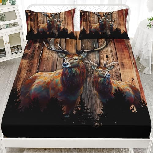 AILONEN Deer Fitted Sheet Set Twin XL Size 3 Pieces