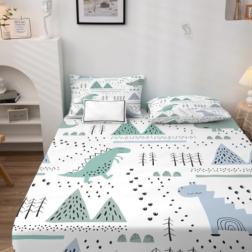 Dinosaur Sheets Twin XL - Kids Bedding Set with Deep Pocket and Elastic