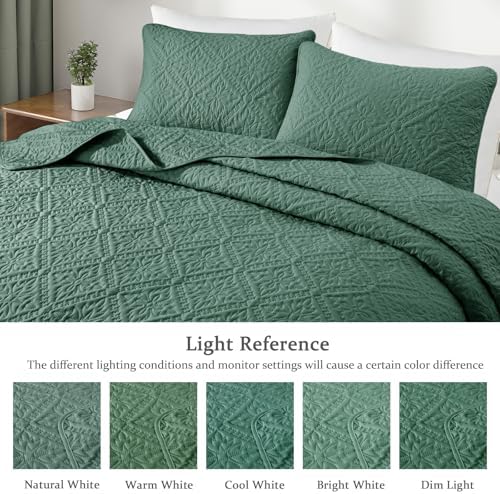 Exclusivo Mezcla Queen Quilt Set Modern Green Quilts with 2 Pillow Shams 1