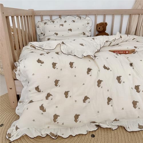 AOJIM Kids Duvet Cover with Little Bee and Brown Bear 47X59