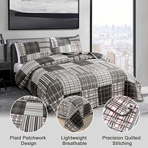 Jessy Home Plaid Quilt Set Queen Full Size Bedding