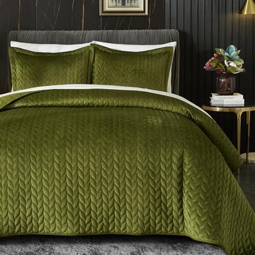 Ivellow Velvet Quilt Set Queen Size 3Pcs Luxury Comforter Bedspread