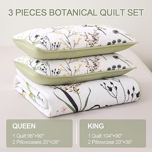 Dobuyly Botanical Floral Quilt Set King Size