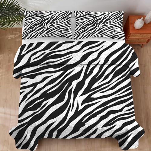 Pamnest Zebra Stripe Quilt Set 3 Pcs Full Queen 1