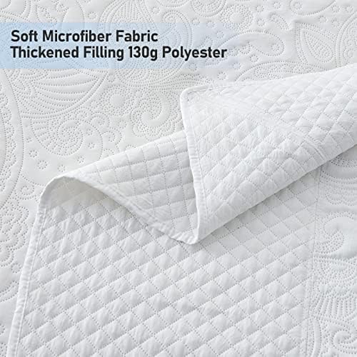 Qucover Alaska King Bedspread Set 3 Piece White Paisley