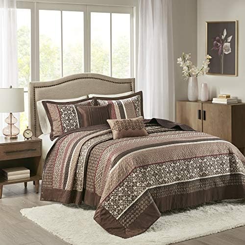 Madison Park Princeton Reversible Bedspread Set Red 5 Piece King