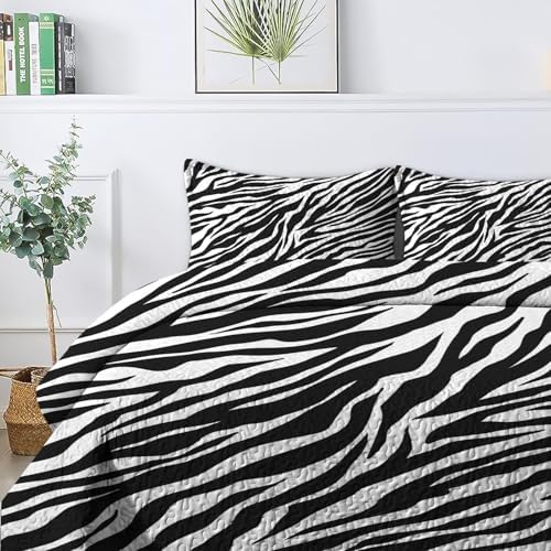 Pamnest Zebra Stripe Quilt Set 3 Pcs Full Queen 1