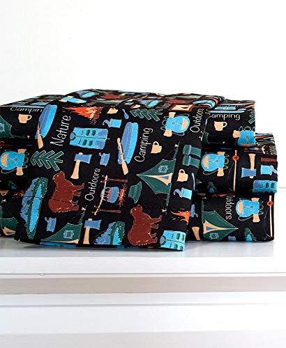 The Lakeside Collection 4-Piece Sheet Set with Retro Camping Print - Full