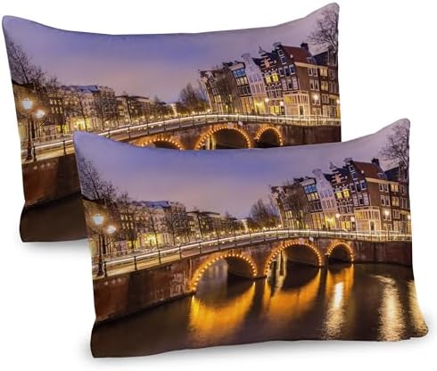 Ambesonne Landscape Pillow Sham Set of 2 Amber Lilac 30 x 20