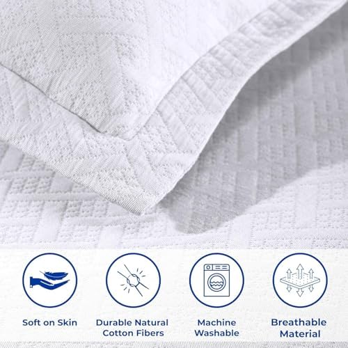 Superior 100 Cotton Matelasse Bedspread Set King White