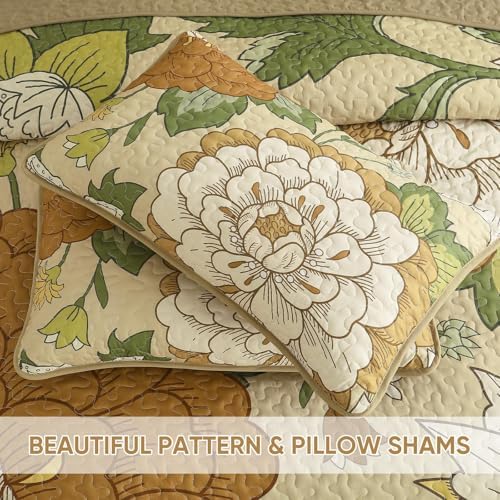 DJY Boho Floral Quilt Set King Size