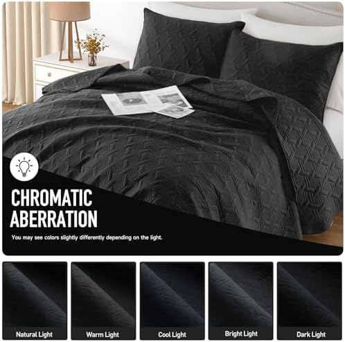 Lavsiry Black Quilt Oversized California King Bedding Set