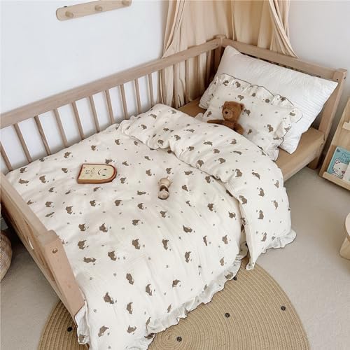 AOJIM Kids Duvet Cover with Little Bee and Brown Bear 47X59