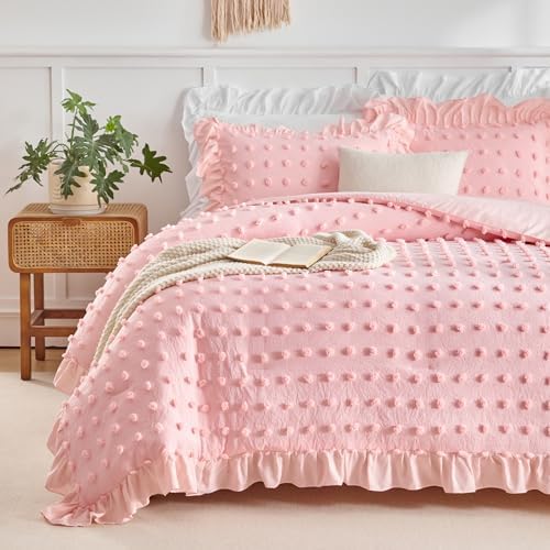 Flysheep Tufted Dots Ruffle Comforter Set Twin