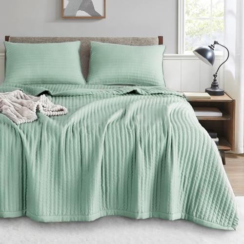 KASENTEX Oversized King Quilt Set 3 Pieces Stone-Washed Machine Washable