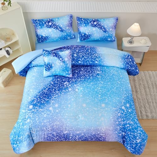 PERFEMET Blue Twin Comforter Set 6 Piece Bed in a Bag