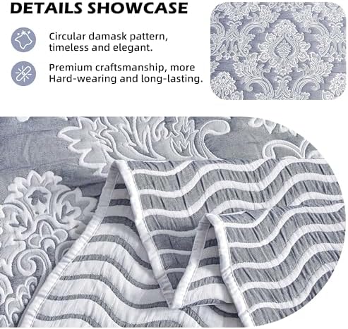 Chiinvent Oversized King Bedspread Set Navy Blue 128x120