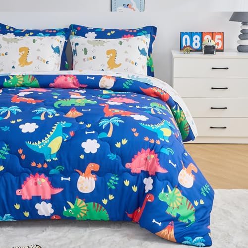 Wajade 7 Piece Dinosaur Comforter Set for Kids