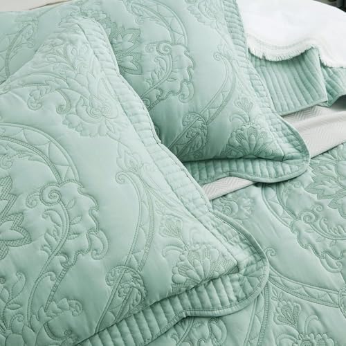 CHIXIN Bedspread Set Queen Size - Reversible Paisley Pattern