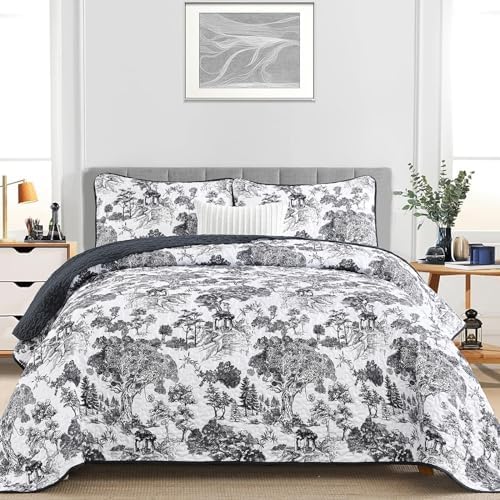 WONGS BEDDING Botanical Reversible Quilt Set King Size