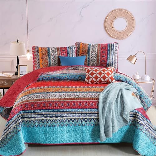 WONGS BEDDING Boho Christmas Quilt Set Queen Size