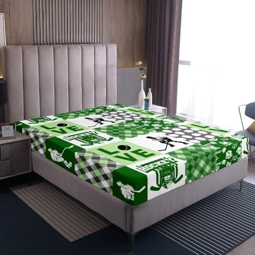 Erosebridal Ball Sports Hockey Twin Bed Sheet Set Green