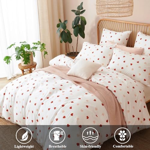 Bildenly Heart Duvet Cover Set Twin Kawaii