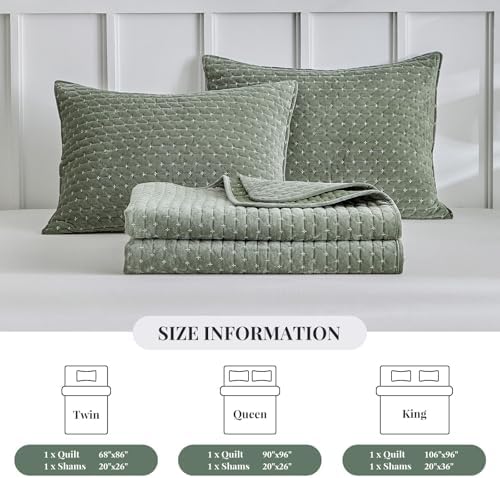 WARMDERN Luxury Velvet Quilt Set Queen Size