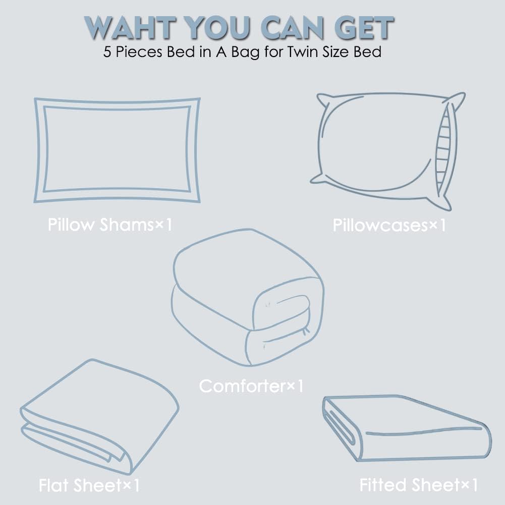 Furnishh 5-Piece Comforter Set Twin Bed in a Bag