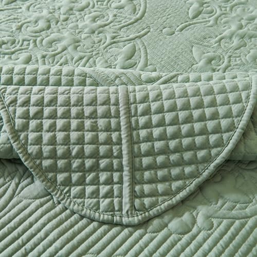 EVENHUG Quilt Set King Size Sage Green 120x128