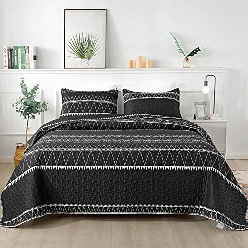 Andency Black Quilt Set California King 3Pcs