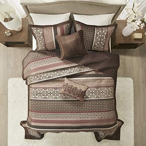 Madison Park Princeton Reversible Bedspread Set Red 5 Piece King