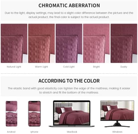 BOURINA 3-Piece Queen Quilt Set Microfiber Lightweight
