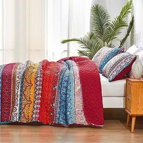 WONGS BEDDING Boho Christmas Quilt Set Queen Size