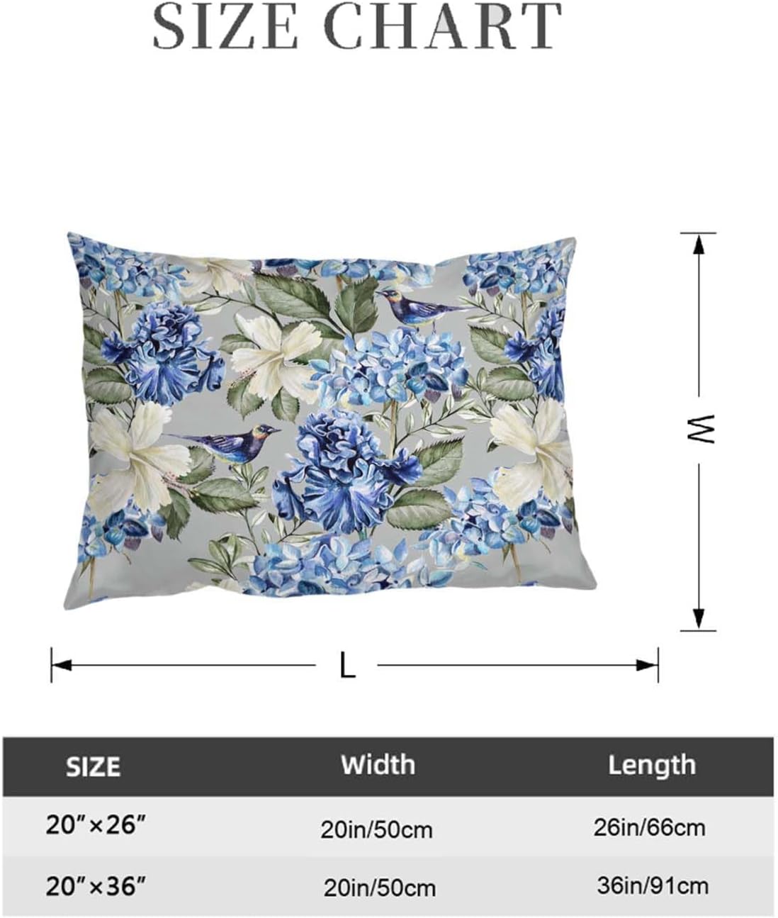 Blue White Flowers Pillow Cover 20x26 inch
