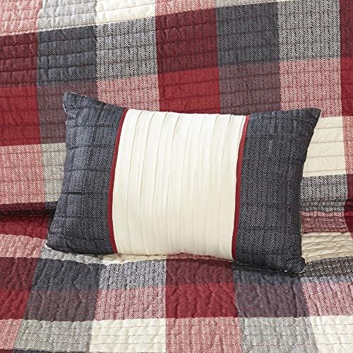 Madison Park Reversible Quilt with Shams and Pillows - Red 6 Piece Set