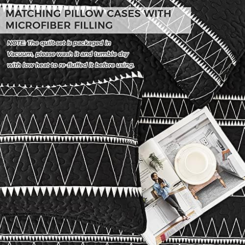 Andency Black Quilt Set California King 3Pcs