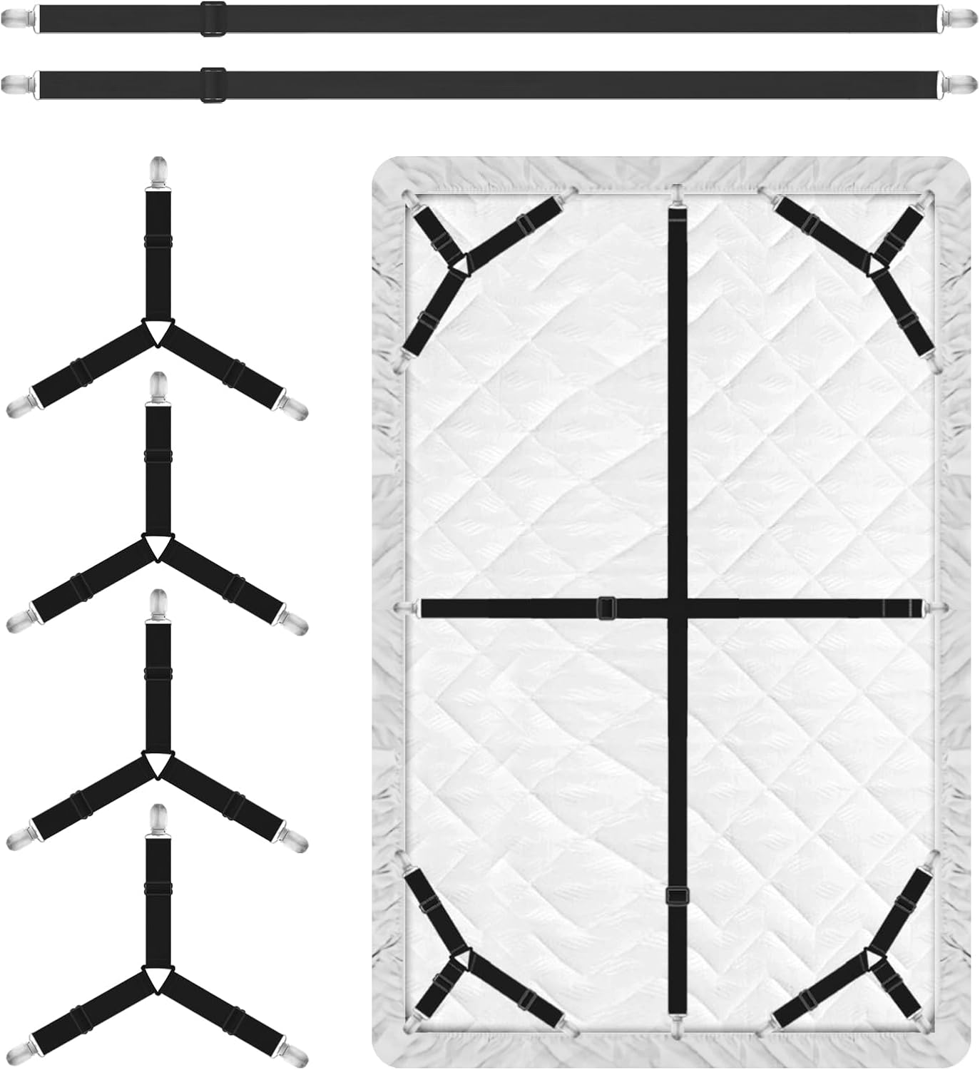 Eiruseed Bed Sheet Holder Straps 42 Pcs Black