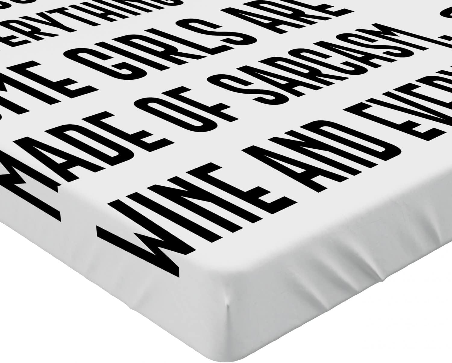 Ambesonne Funny Wine Drinking Sheet Ruby Black White California King