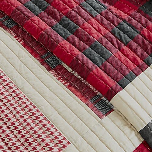 Woolrich Huntington Plaid Red Reversible Quilt Set 3 Piece 1