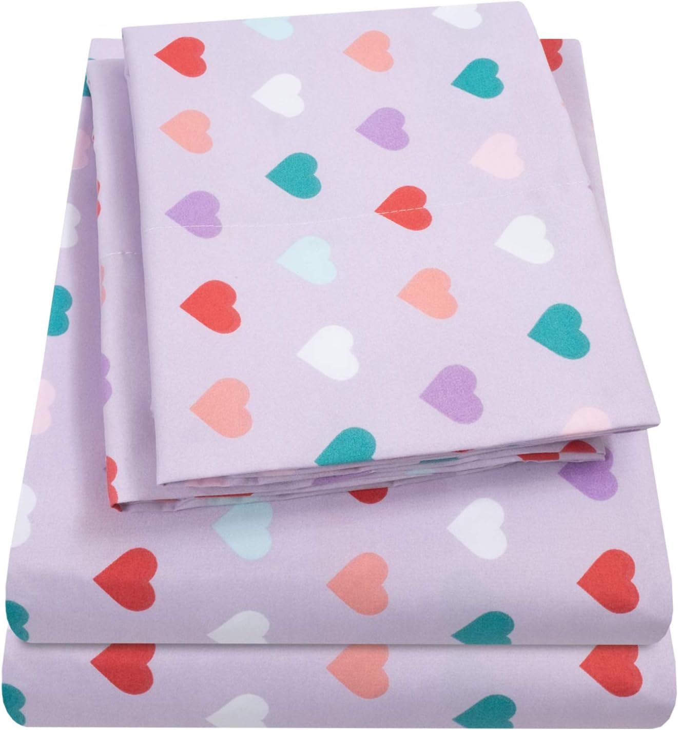 Sweet Home Collection 1500 Supreme Kids Bed Sheet Set - Twin XL Heart Design
