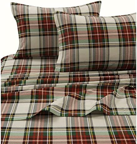 Tribeca Living 100 Cotton Flannel Sheet Set Queen Snowman NavyRed