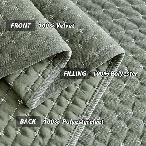 WARMDERN Luxury Velvet Quilt Set Queen Size