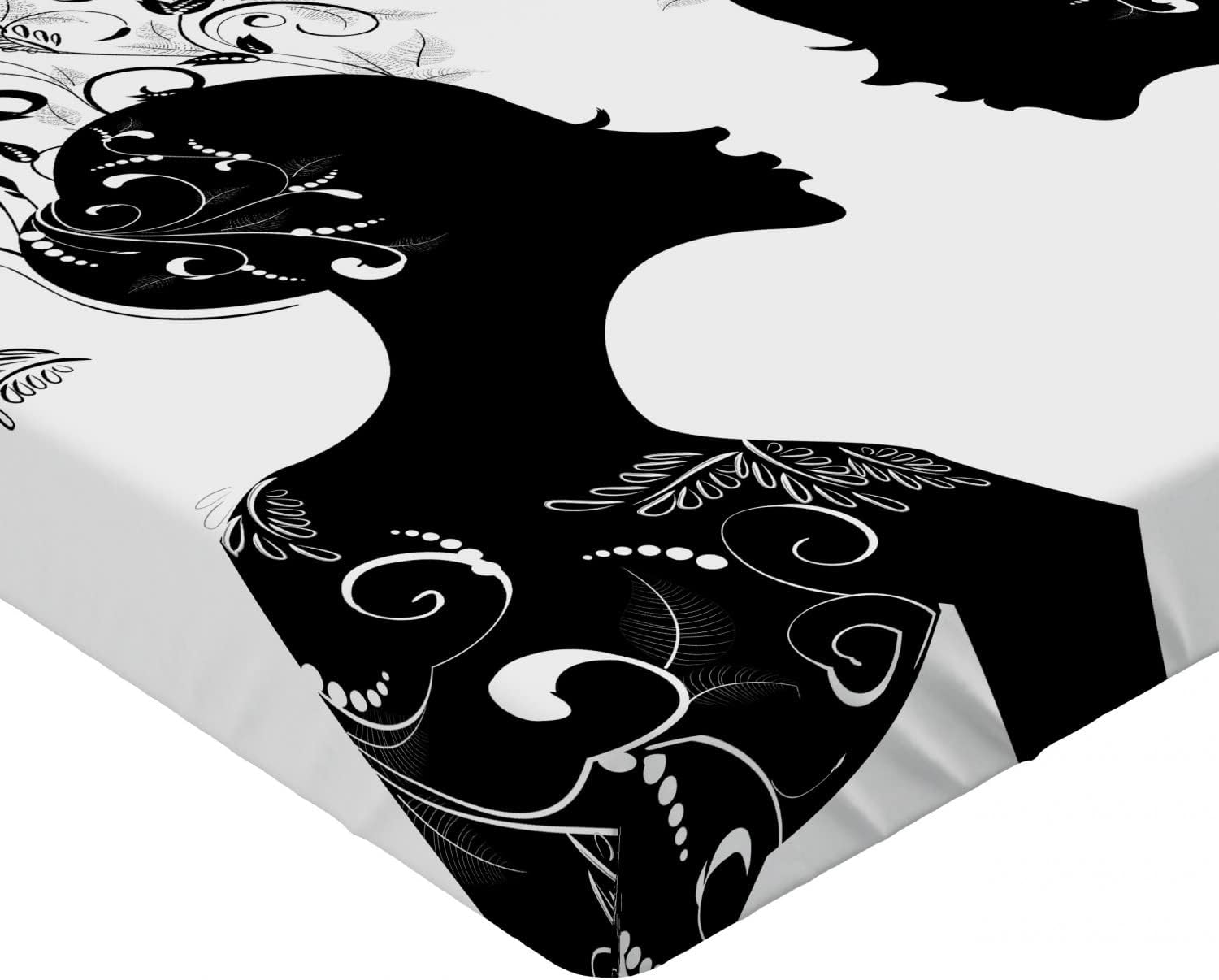 Ambesonne Gemini Fitted Sheet Set Black and White Abstract Design California King